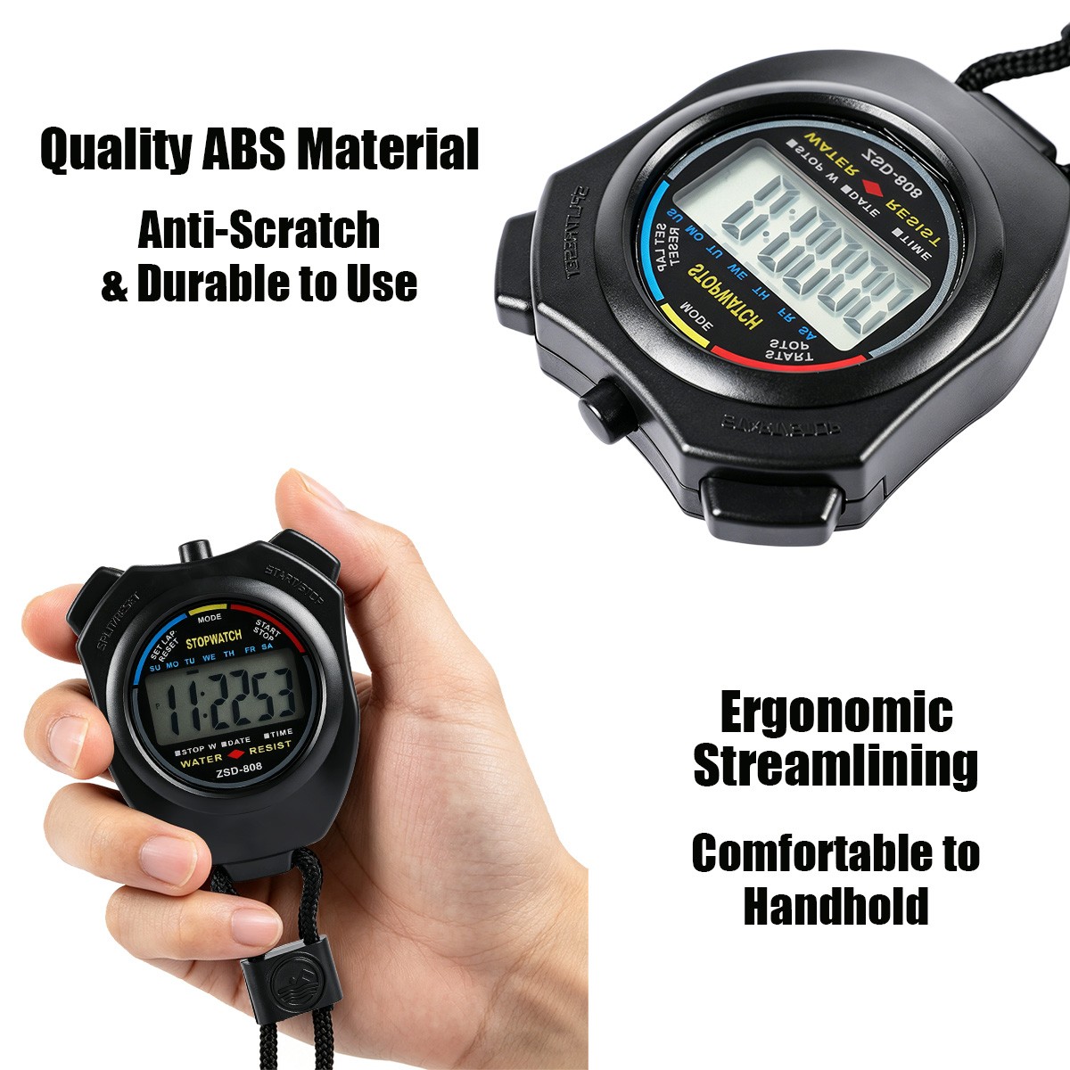 NEW Heavy Duty Waterproof Digital Stopwatch Multi-function LCD Chronograph Timer