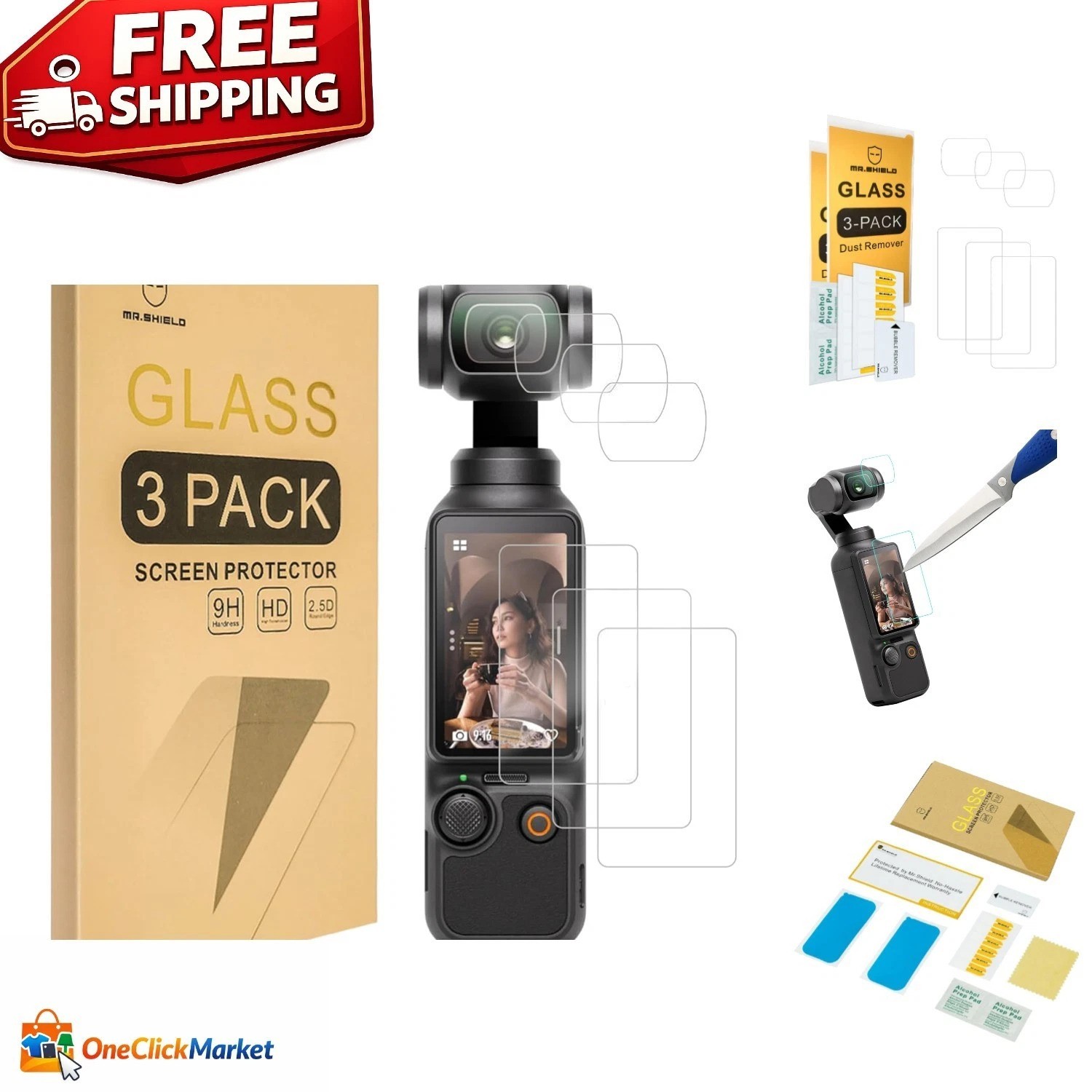 Japan-Made Tempered Glass Screen Protectors - 6PCS for DJI Osmo Pocket Series