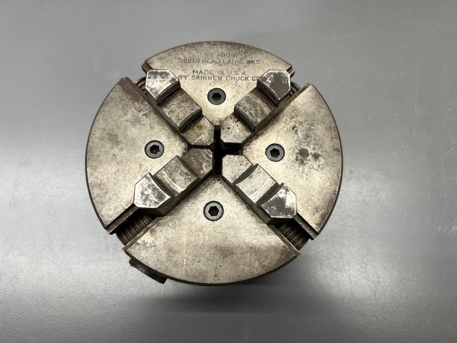 (mc) SOUTH BEND LATHE 4 JAW CHUCK No. 4006 SKINNER 6" DIA - VGC - MADE IN USA