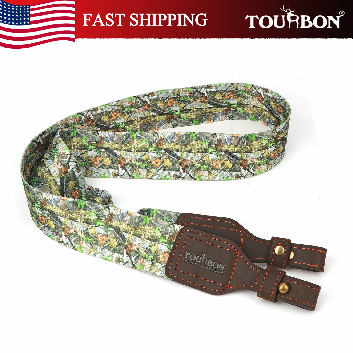 TOURBON Hunting Gun Sling Rifle Strap Tactical Adjustable Carry Belt- Green Camo