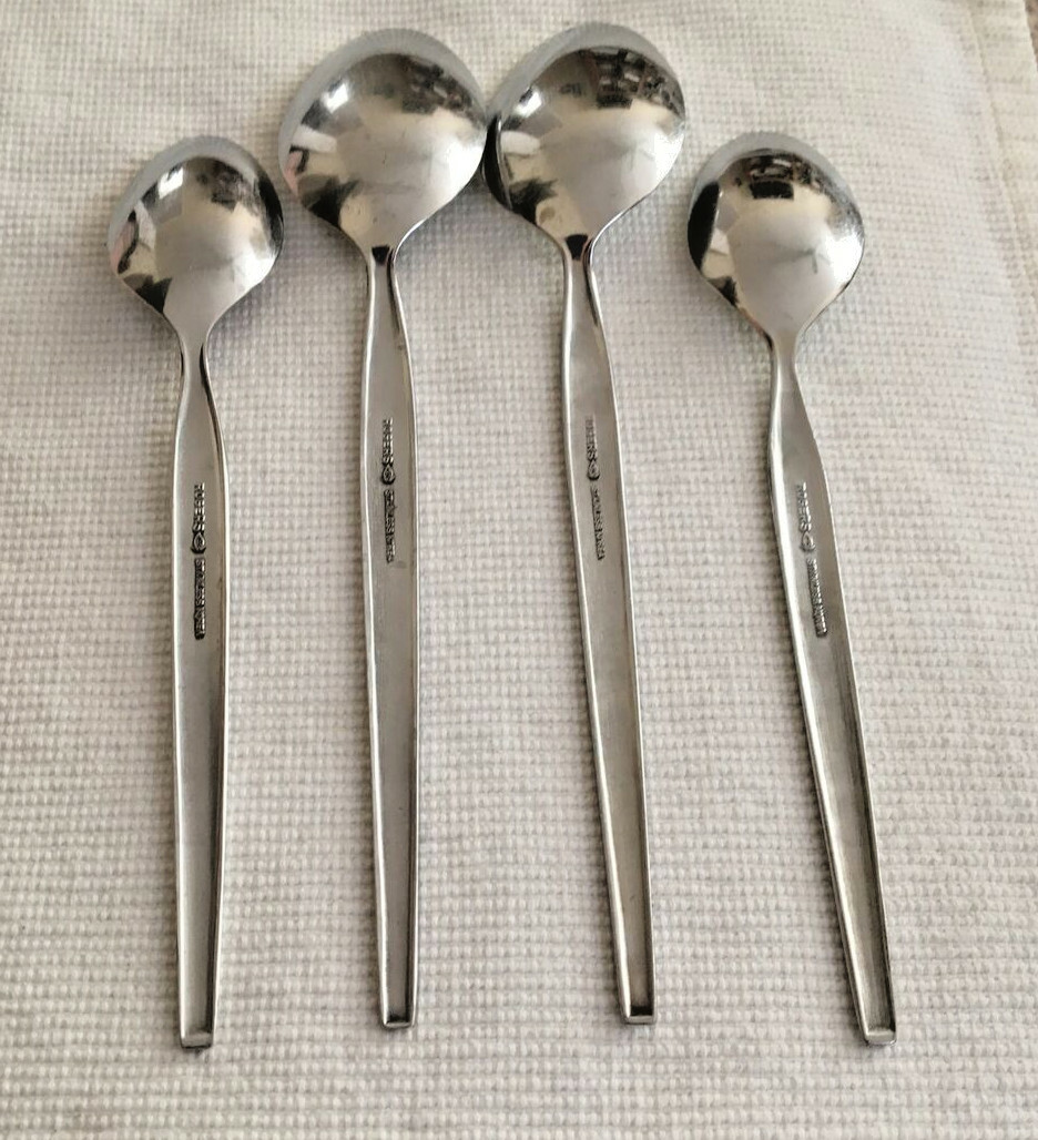 4 Rogers Stainless Spoons ROMA Pattern 2 Soup & 2 Teaspoons Flatware Korea