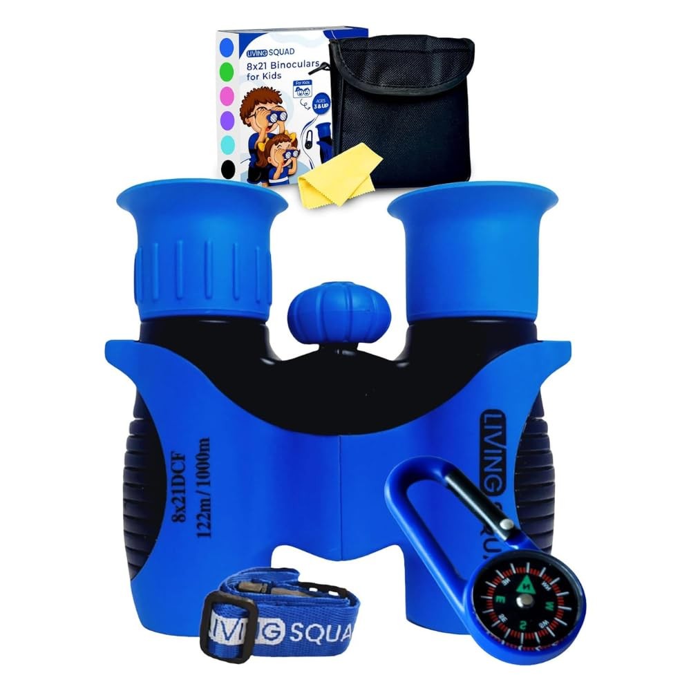Kids Blue Binoculars 8x21  Kids Age 312, Shock Proof Compact Binoculars Set w...