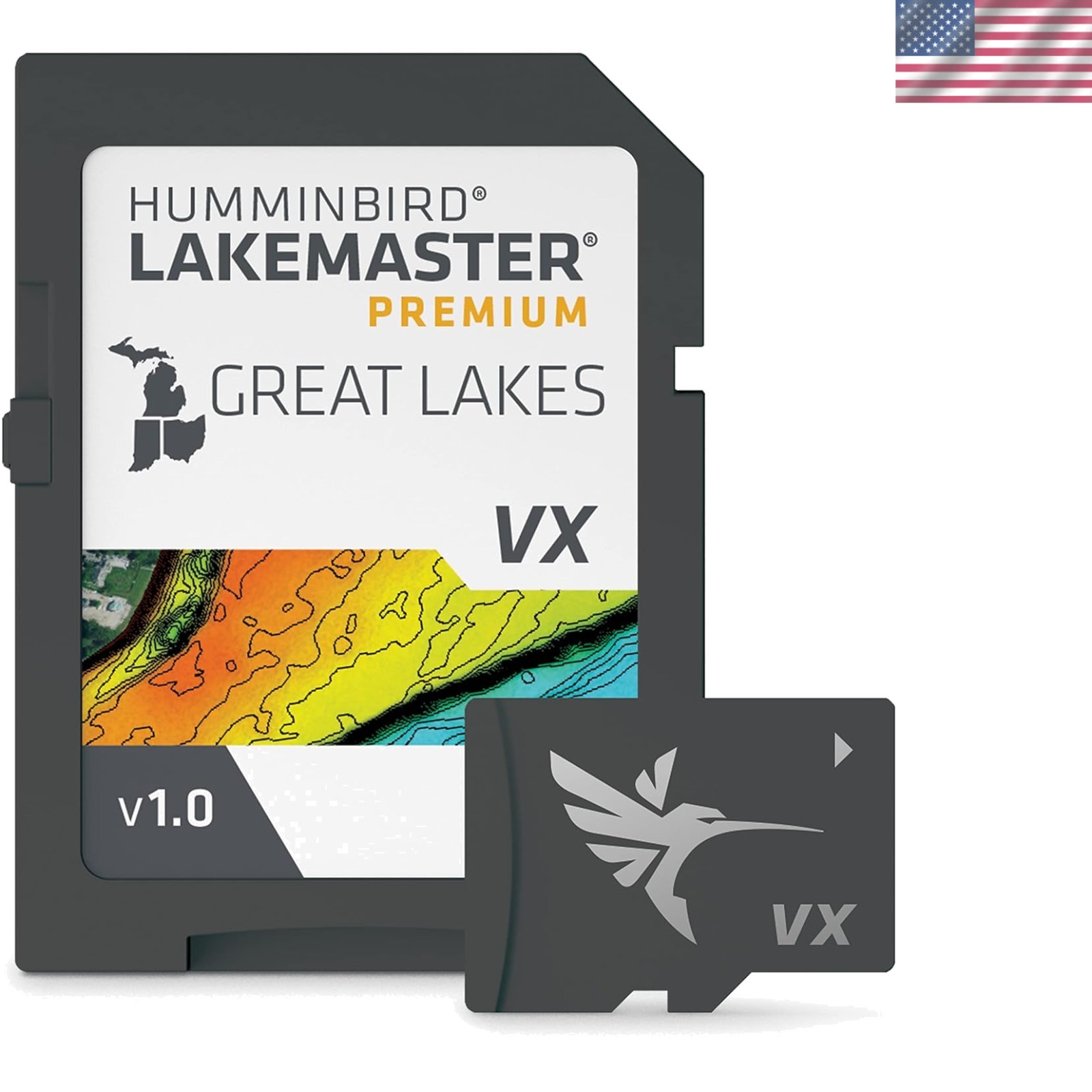 LakeMaster Great Lakes V1 Fishing Map Card - Enhanced Navigation & Fish Tools