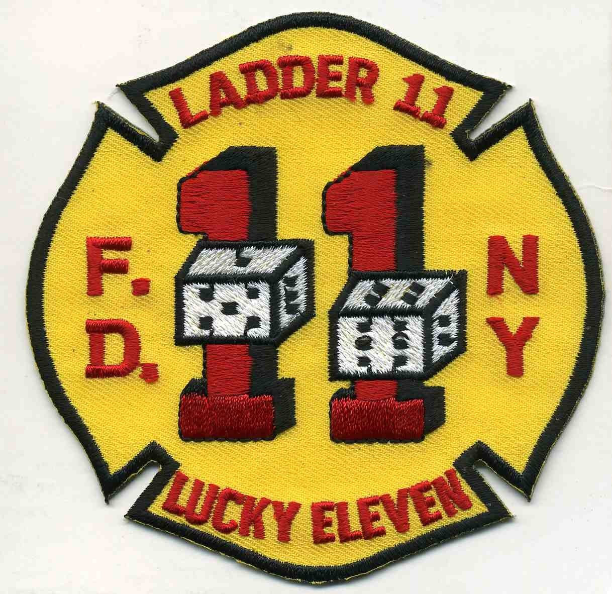 New York City - FDNY  Ladder - 11 "Lucky Eleven", NY (4" x 4" size) fire patch