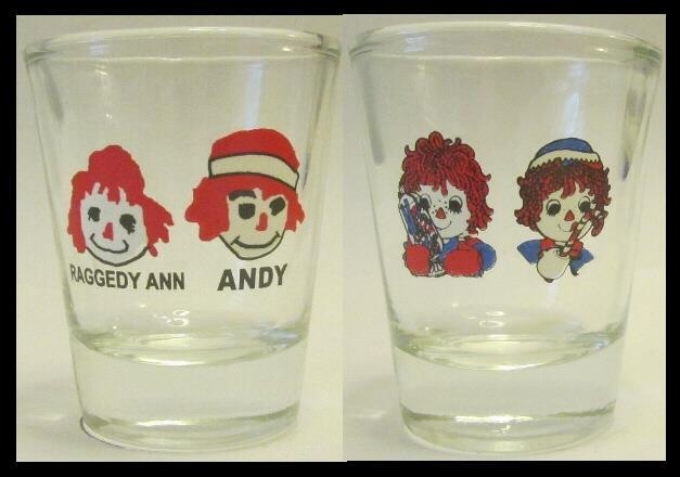 Set of 2 Raggedy Ann & Andy 1½oz. Shot Glasses