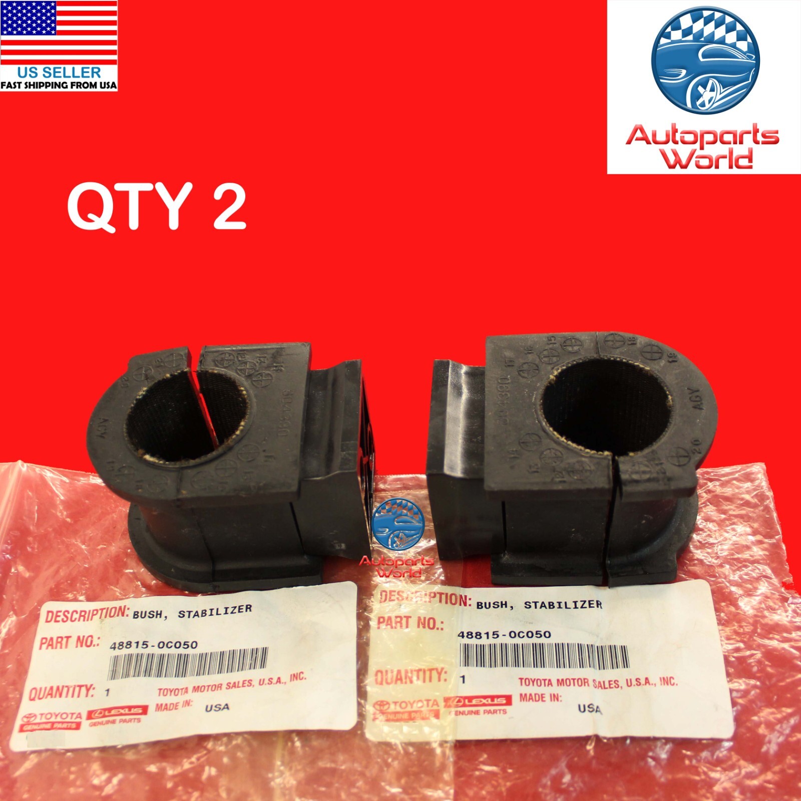 GENUINE OEM TOYOTA 08-21 SEQUOIA TUNDRA FRONT SUSPENSION SWAY BAR BUSHING SET
