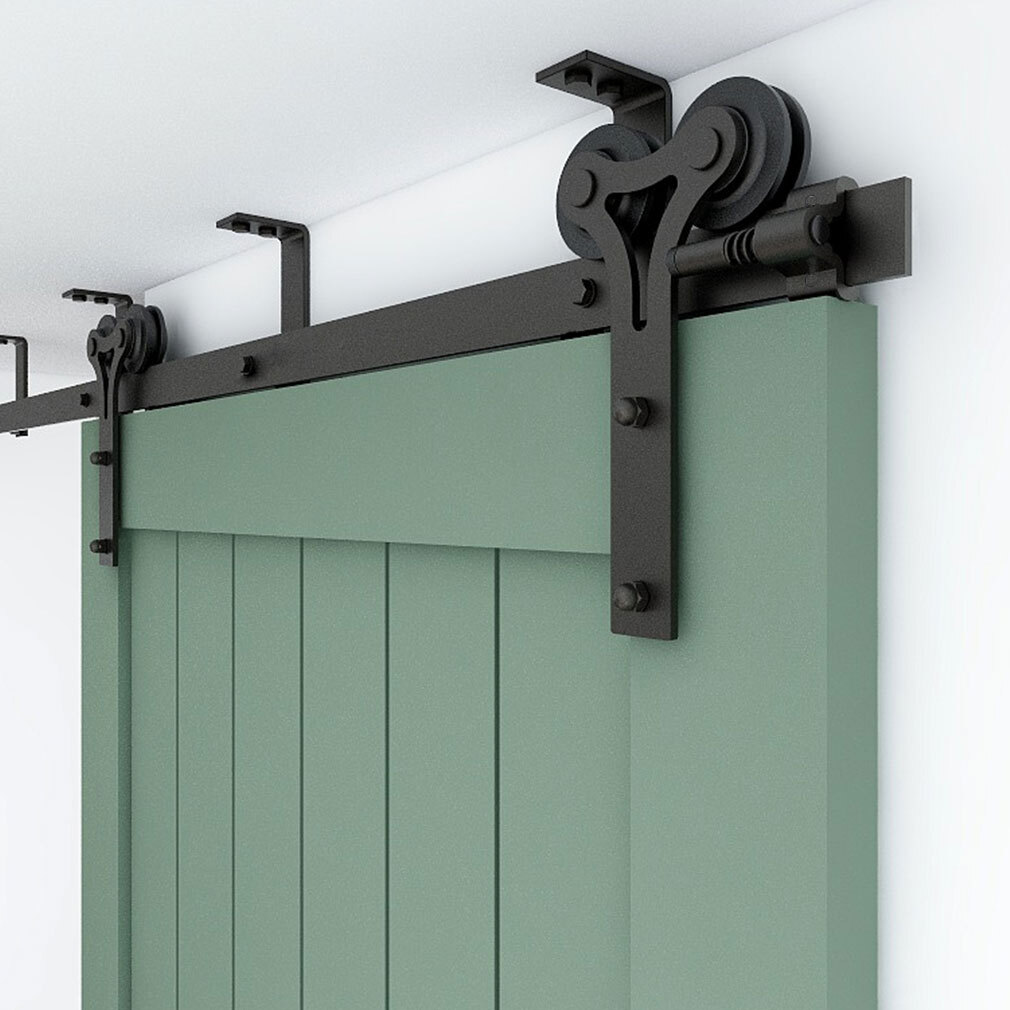 CCJH 4-20FT Ceiling Mount Sliding Barn Door Hardware Track Roller Kit Closet