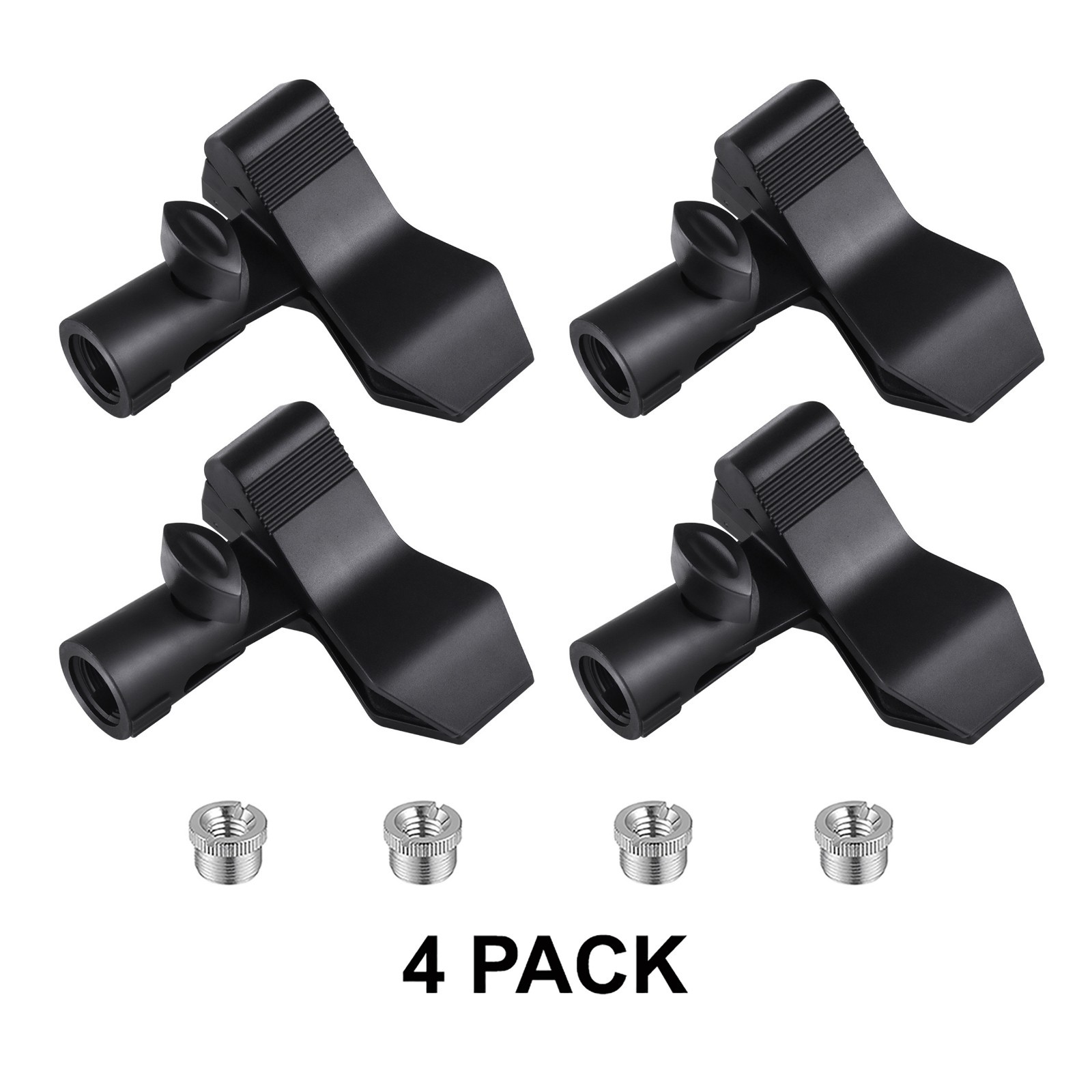 Rannsgeer ERC60 Microphone Clip Holder 4 Pack Mic w/ 5/8" to 3/8" Adapter