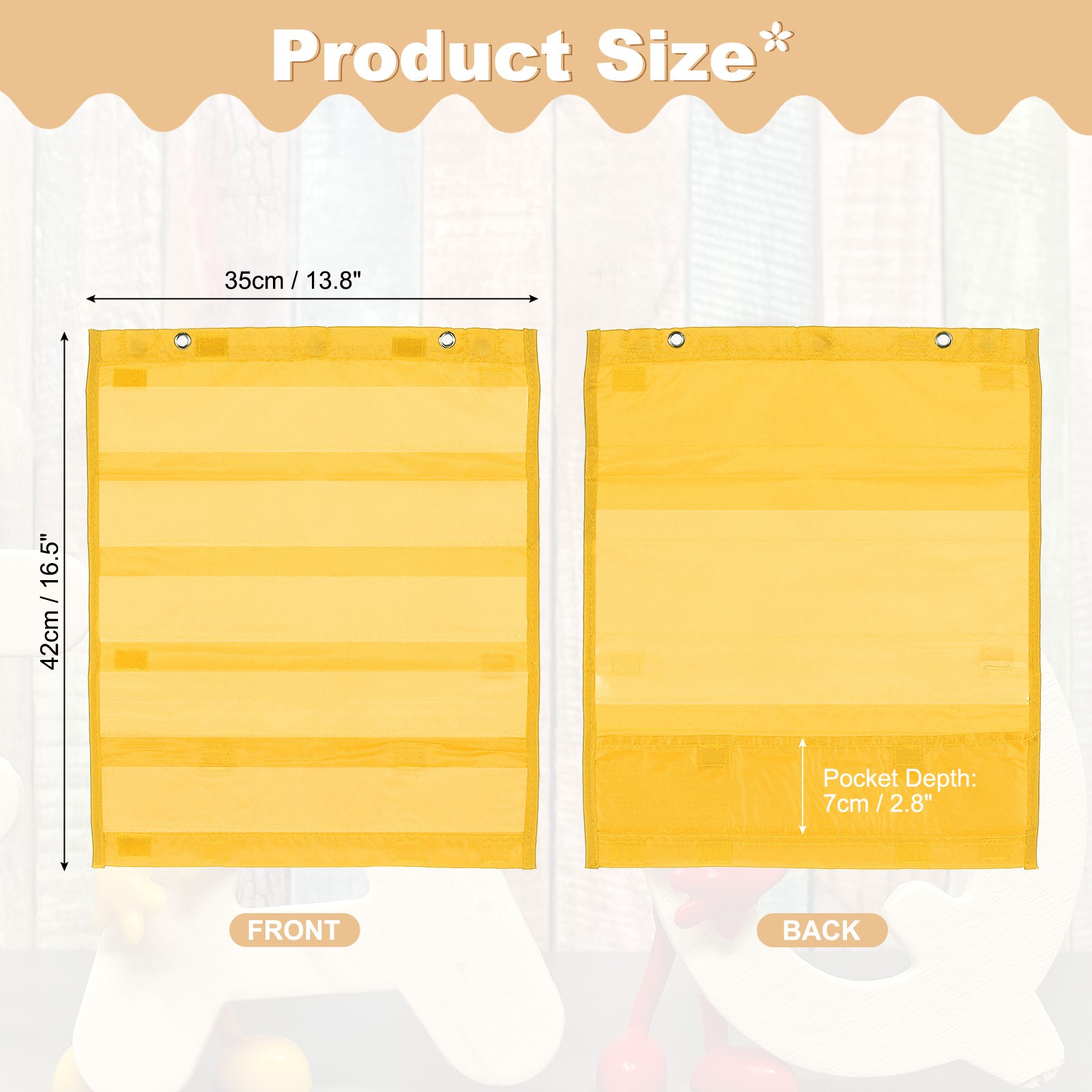 Magnetic Pocket Chart, Small Pocket Chart for Classroom Hanging, Yellow