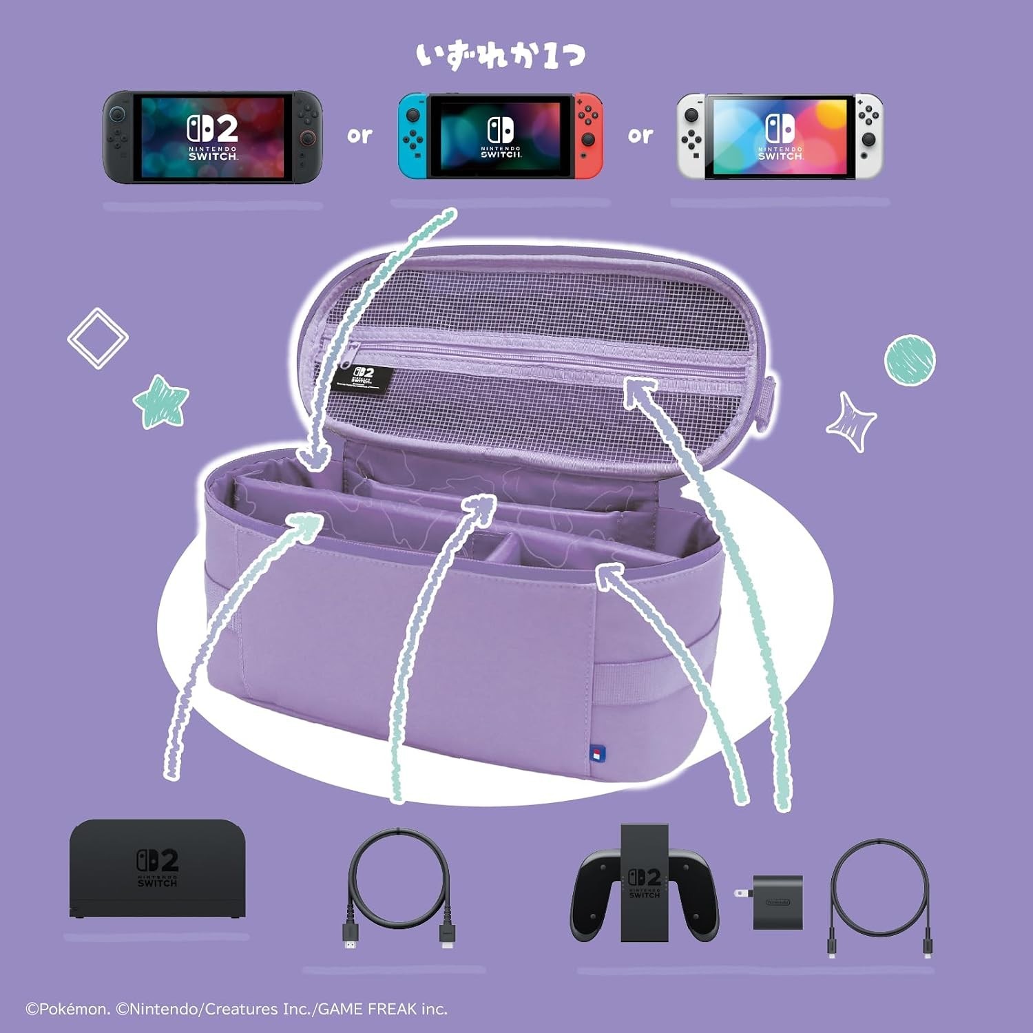 HORI Ditto Plush Pouch & Storage Bag 2-Piece Set Nintendo Switch 2 Pokémon Case