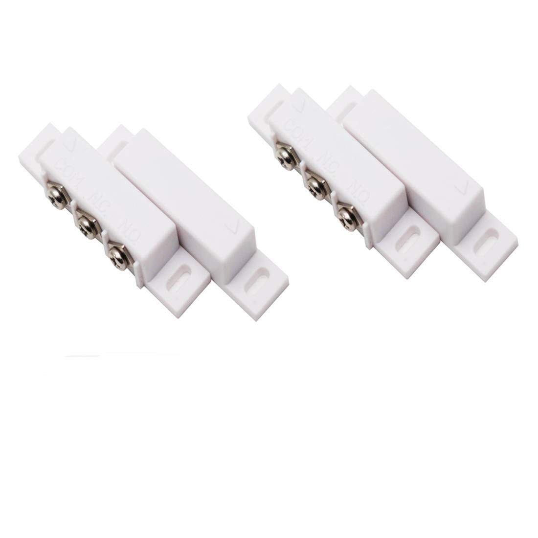 bnafes 2Sets Magnetic Reed Switch Normally Open Closed NC NO Door Alarm White