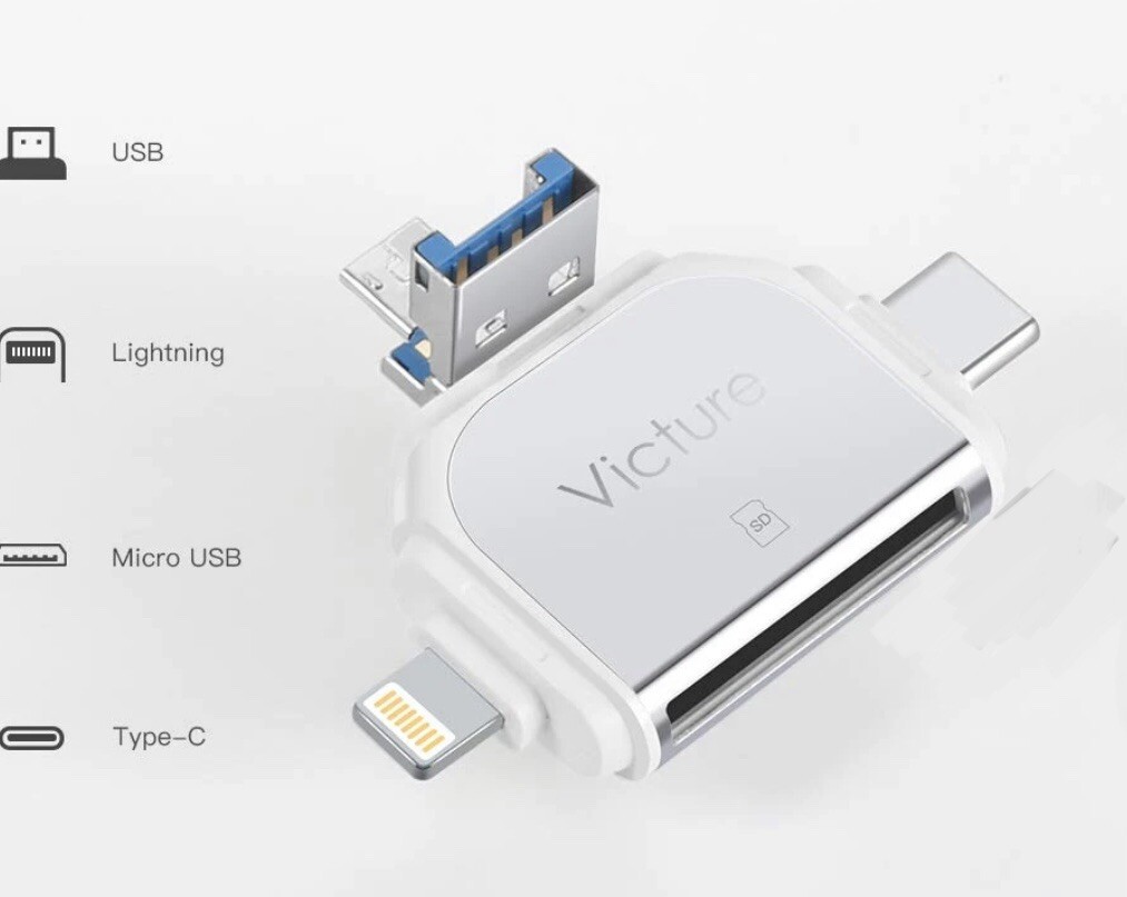 Victure 4 in 1 Card Reader, CS6010 Card Reader for iPhone, Android, Computer