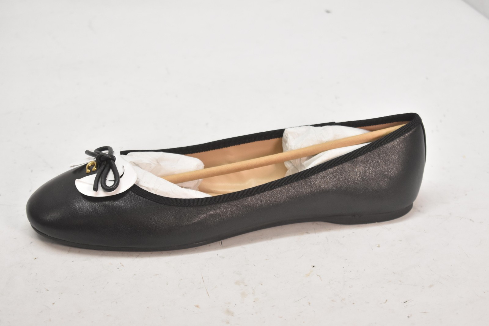 Coach Shoes Womens Size 9.5 Black Leather Ballet Flats Bow Slip On Comfort