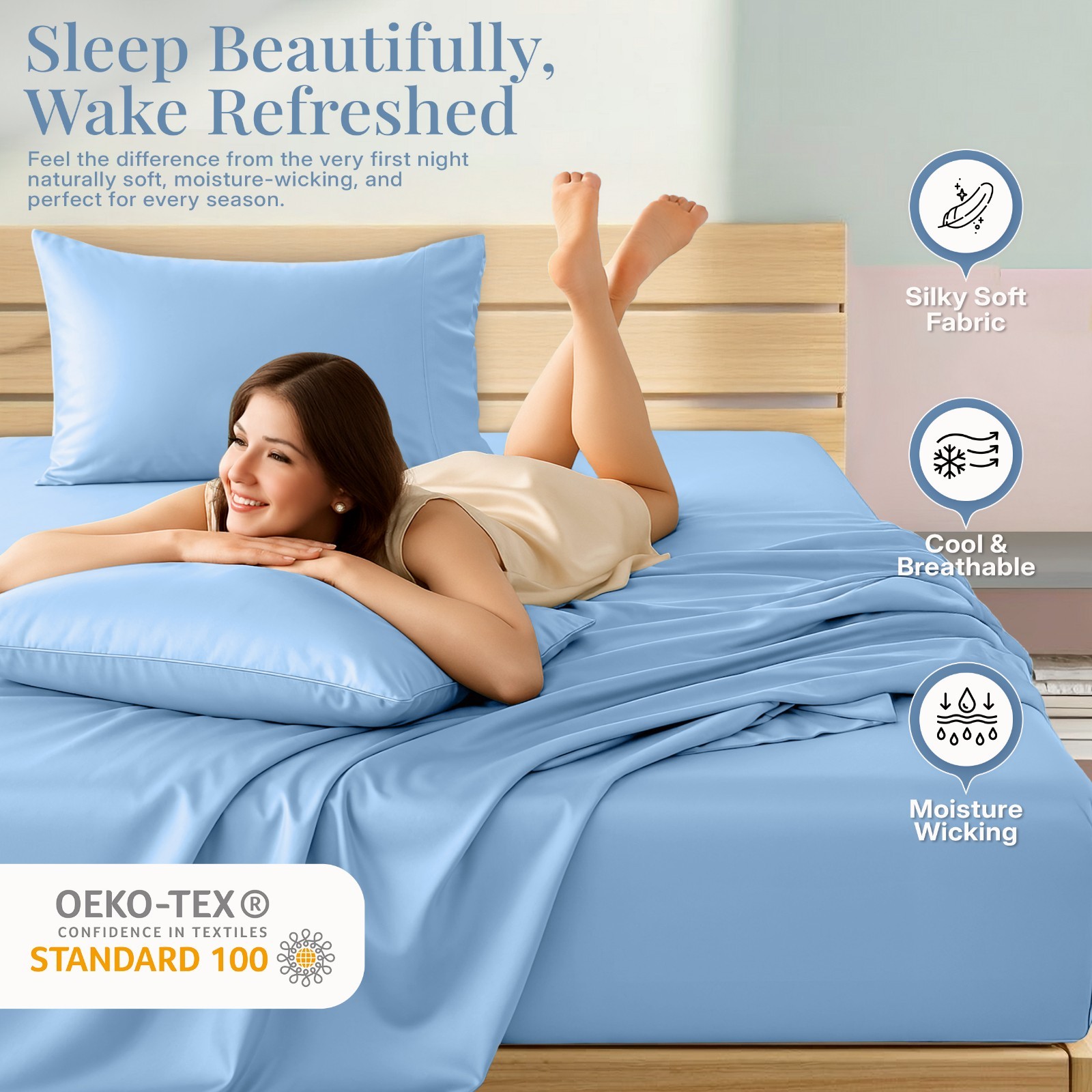 4PC Sheet Set 100% Bamboo Viscose Cooling Deep Pocket Luxury Soft Bed Sheets