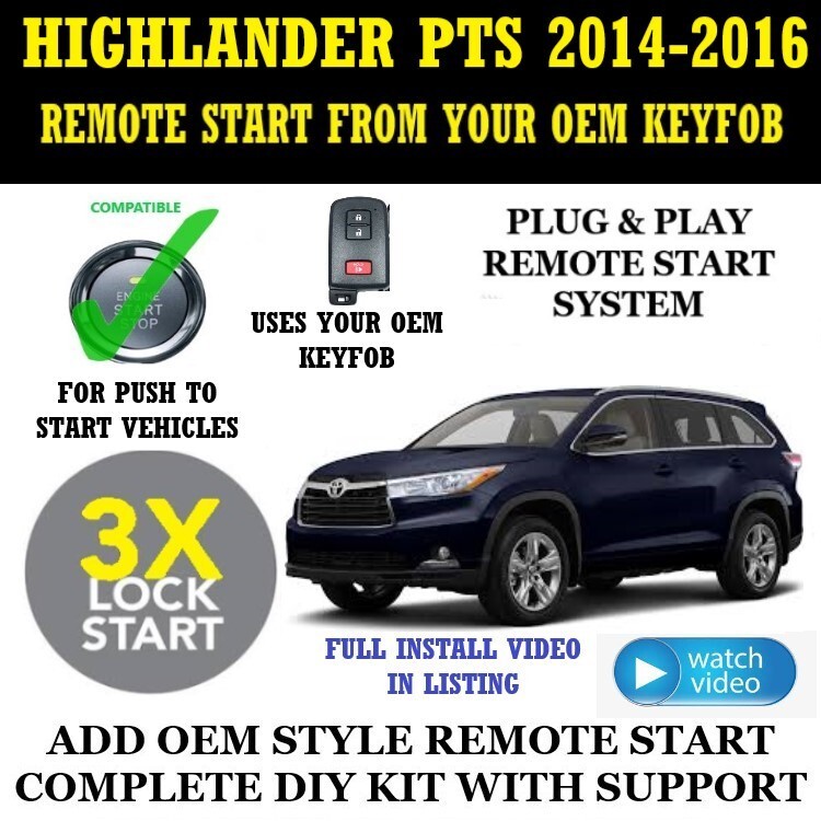 Remote Start Kit for 2014-2016 TOYOTA HIGHLANDER PTS Plug and Play 3X Lock