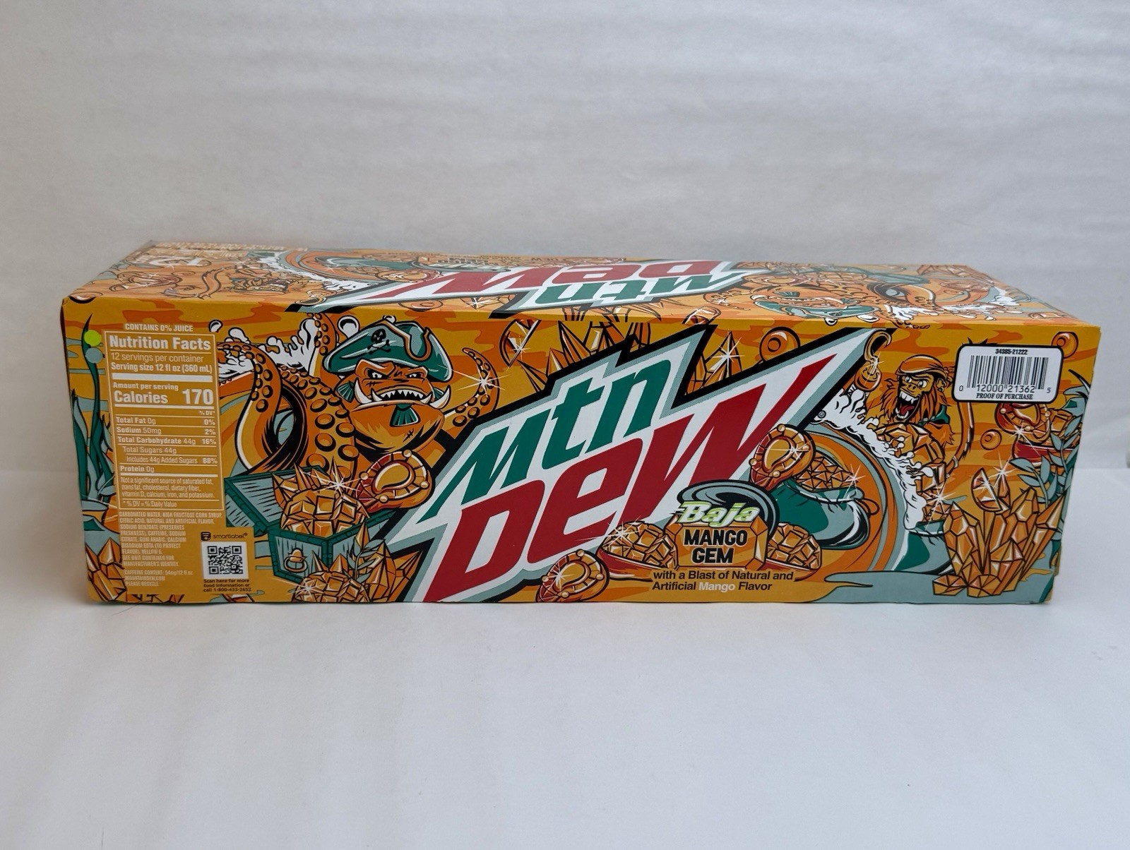 2022 Mtn Dew Baja Mango Gem 12 Pack Sealed Box Discontinued Mountain