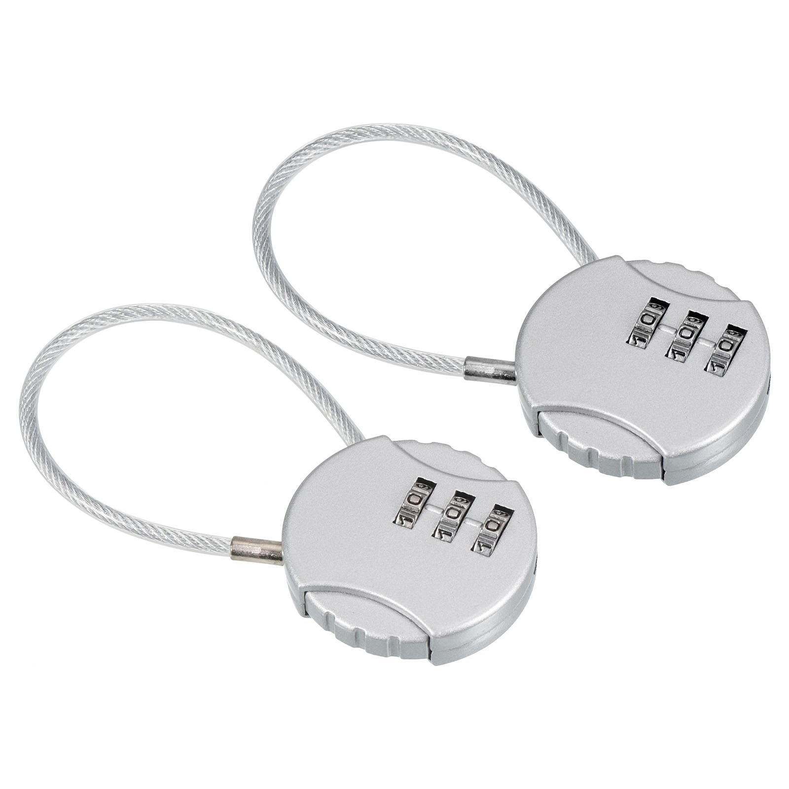 2Pcs Small Combination Lock 3 Digit Luggage Padlock with 4.7 Inch Wire Silver