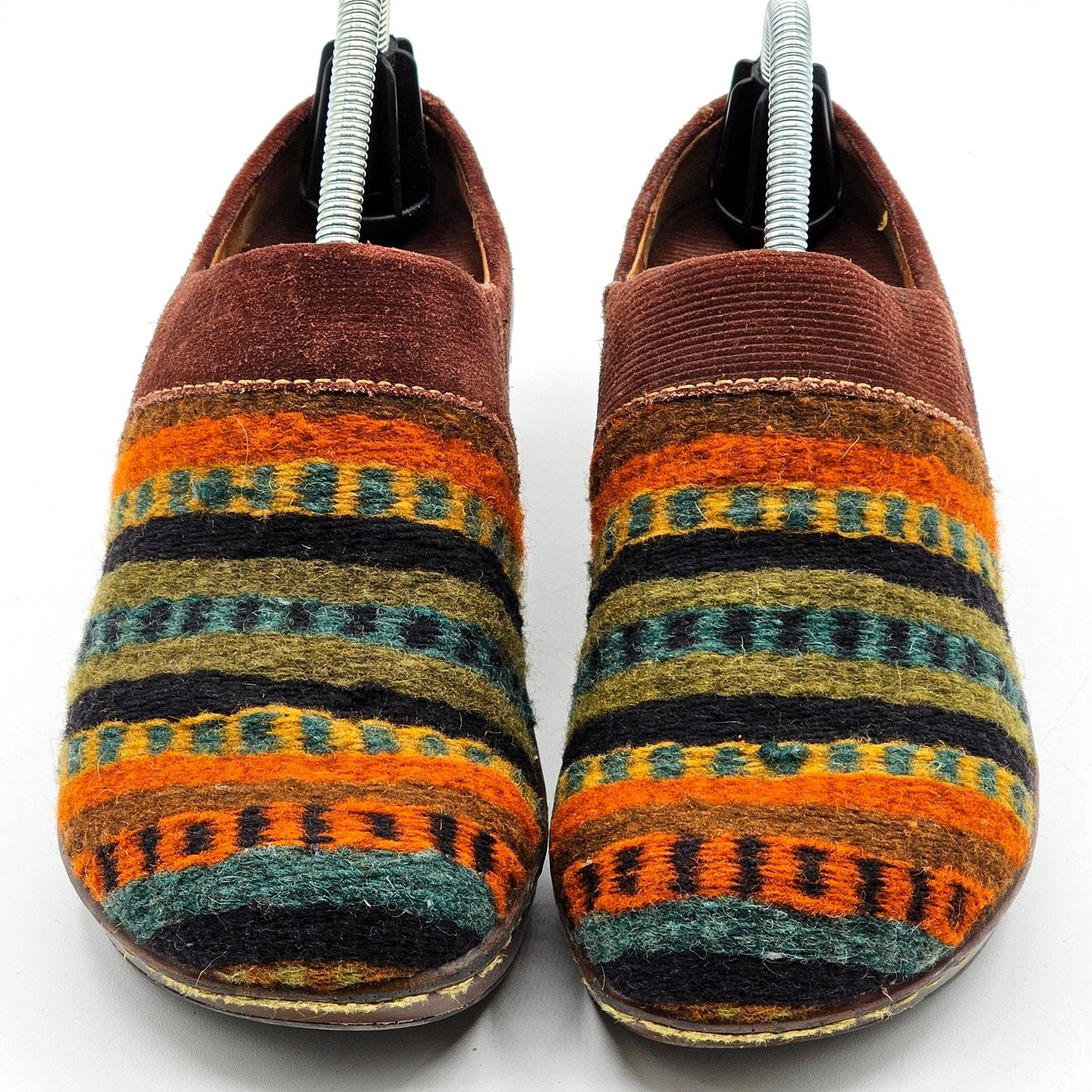 Born Kimmy Mule Clogs Womens 7 Multicolor Wool Leather Slip On Comfort Wedge