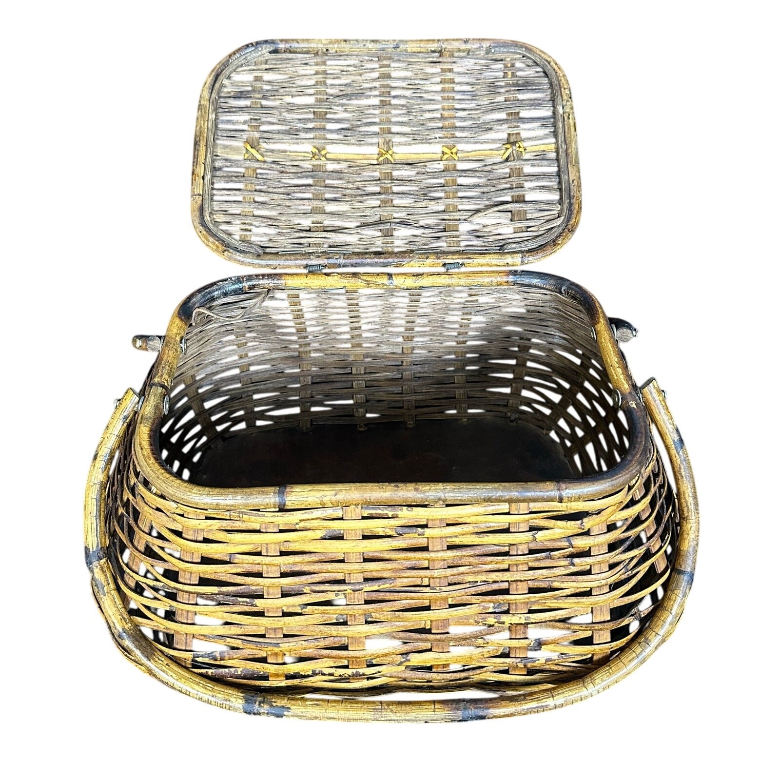 Wicker Picnic Basket Double Handles Bombay Style Vintage