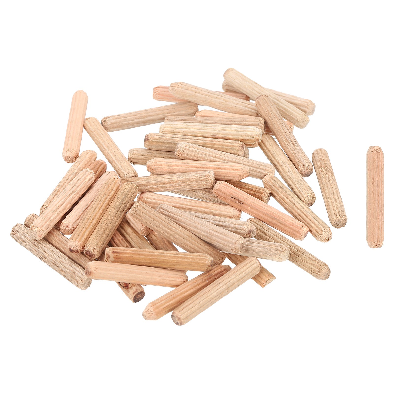300Pcs 1/5" x 1-1/6" Wooden Dowel Pins, Furniture Woodwork Grooved Fluted Pin