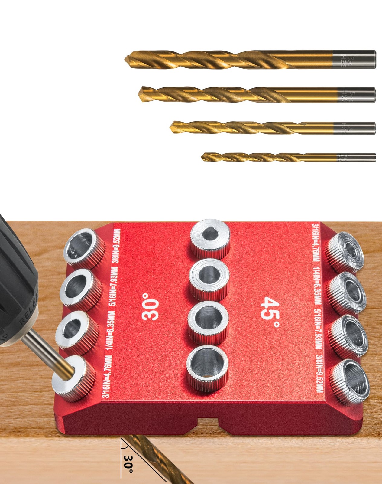 30Â°45Â°90Â° Angle Drill Guide Jig for hand drill, Portable angle drill guide...