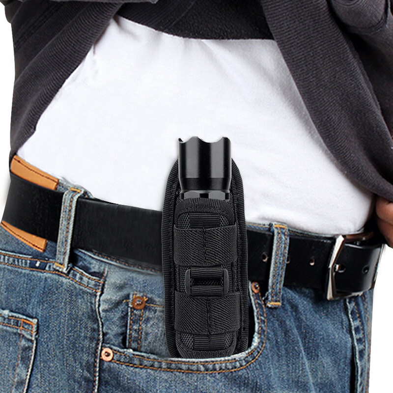 LED Flashlight Lining 360° Rotating Torch Holster Black Nylon Clip