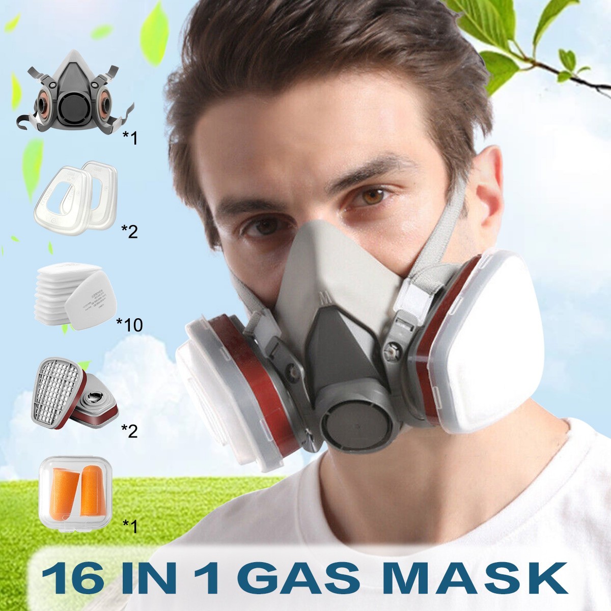 Half Face Gas Mask Cover Painting Spraying Respirator Facepiece for PRO 6200