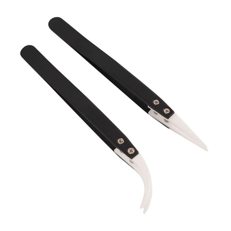 2Pieces Anti-static Tweezers ESD tweezers Stainless Steel tweezers Repair Tool