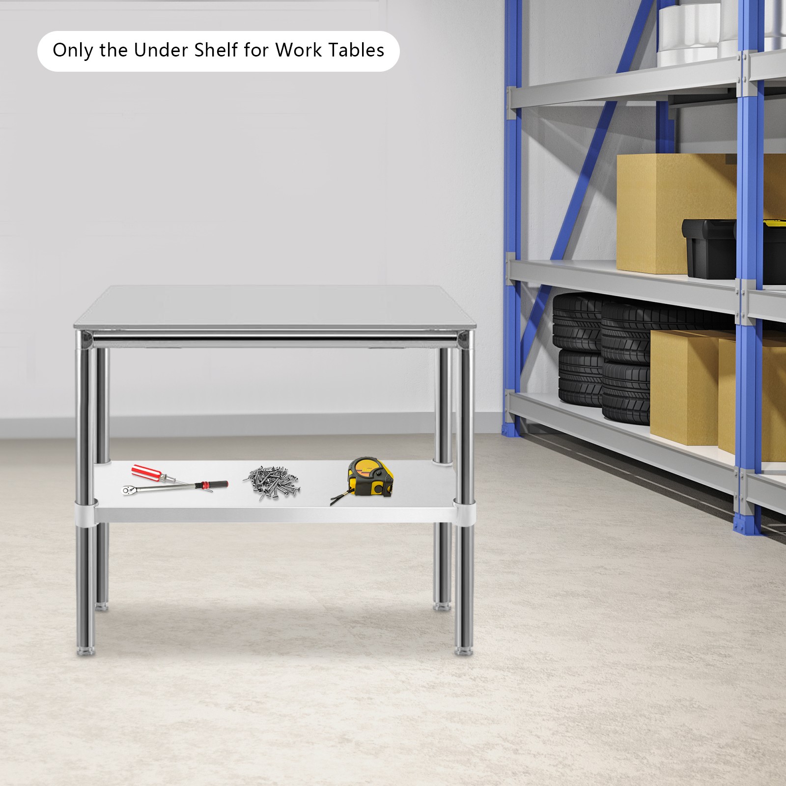 Stainless Steel Undershelf Worktable's Under Shelf Max Load 100kg Storage Board