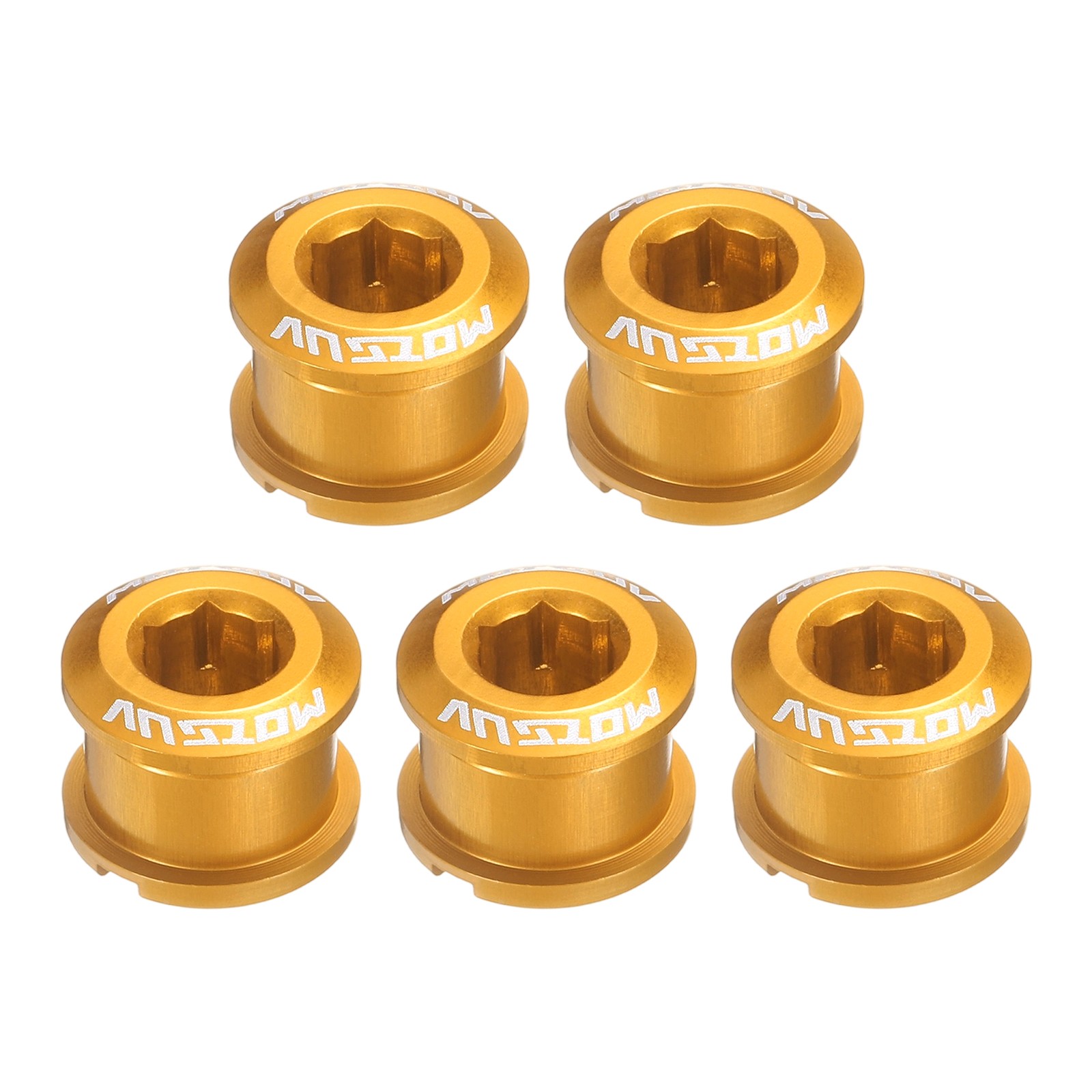 5pcs Single Chain Ring Bolts M8 Aluminum Alloy Bike Chainwheel Screws, Yellow