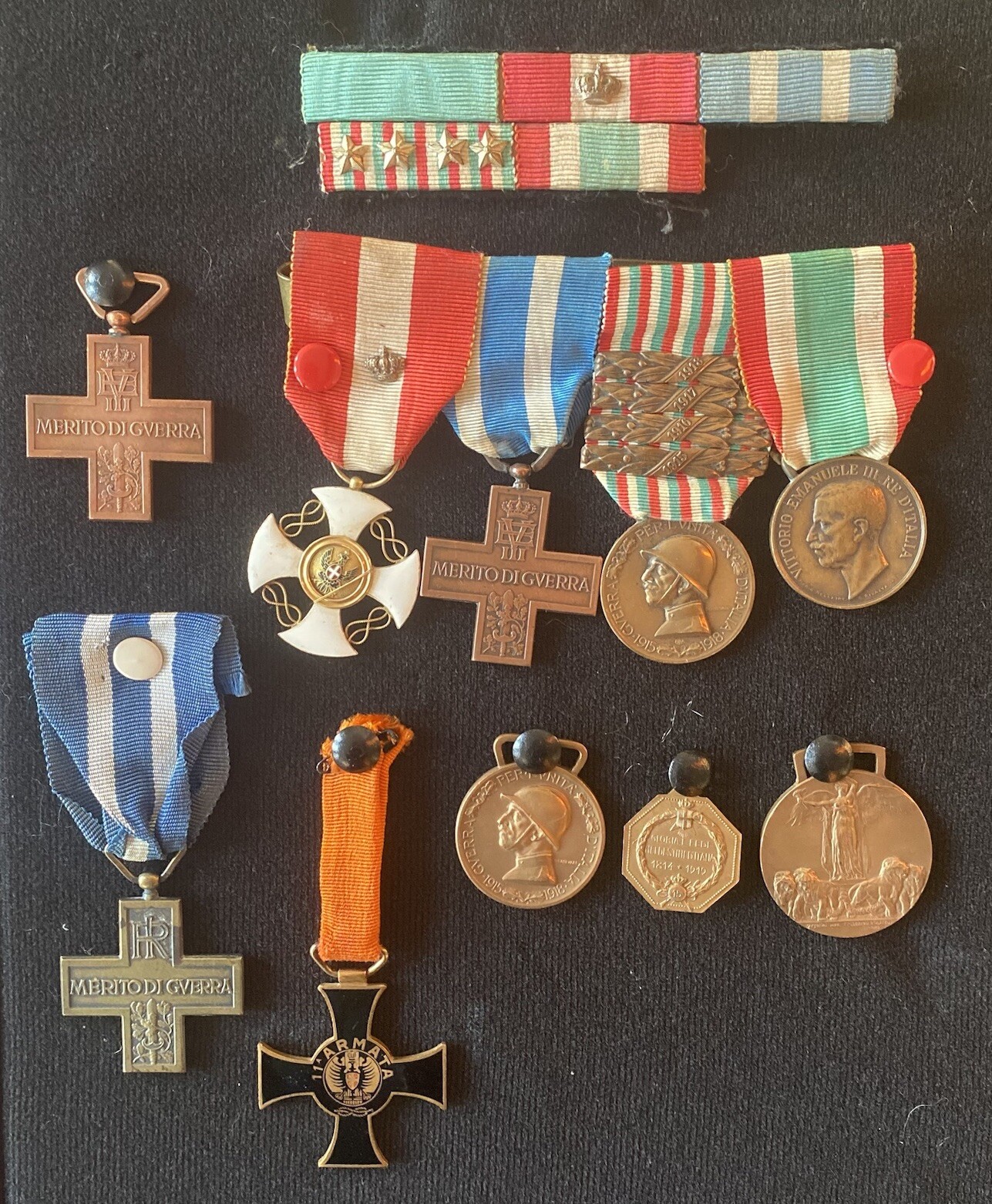 Collection WWI & WWII Medals Italian Order of  Crown Italy Merit Cross 11th Army
