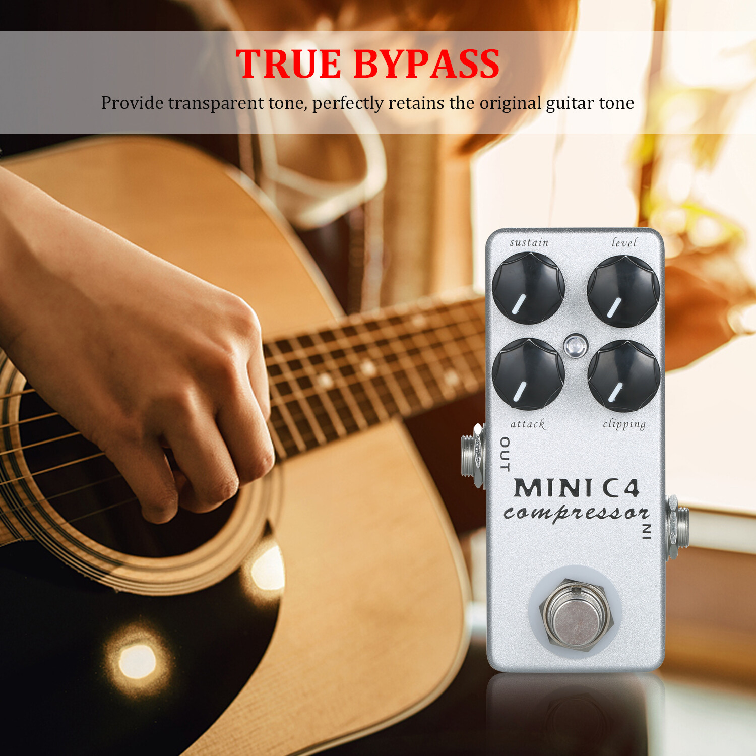 MOSKY MINI C4 Compressor Guitar Effect Pedal True Bypass G7U4