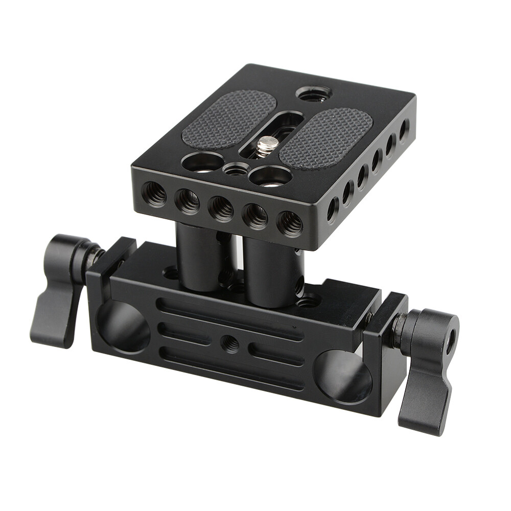 CAMVATE Camera Baseplate with Height Riser & 15mm Rod Clamp fr Canon/Nikon/Sony