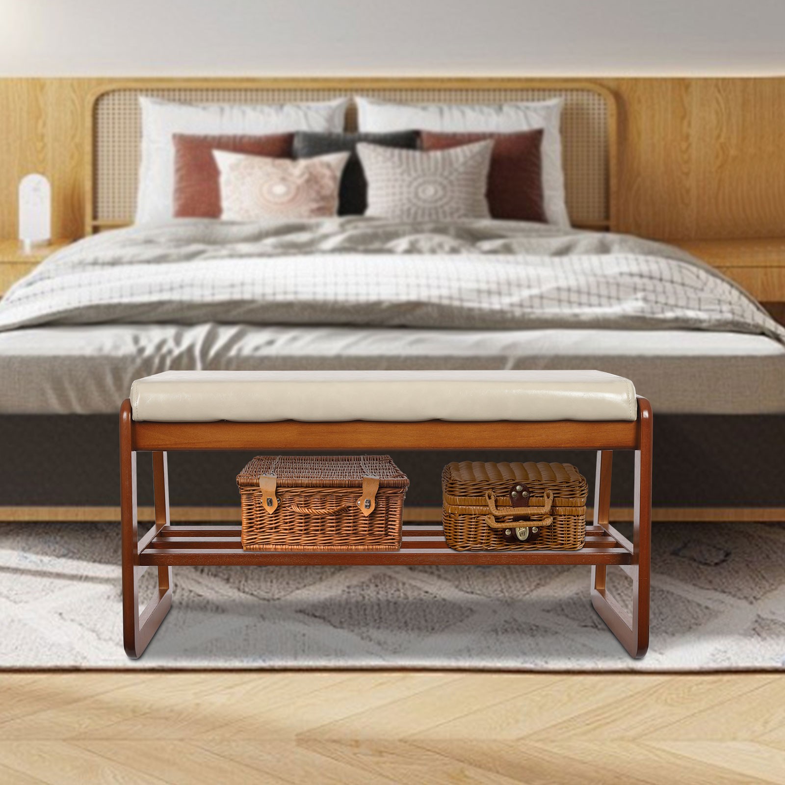 Shoe Bench for Entryway, Shoes Rack Bench with Cushion Rubberwood 80*36*42cm
