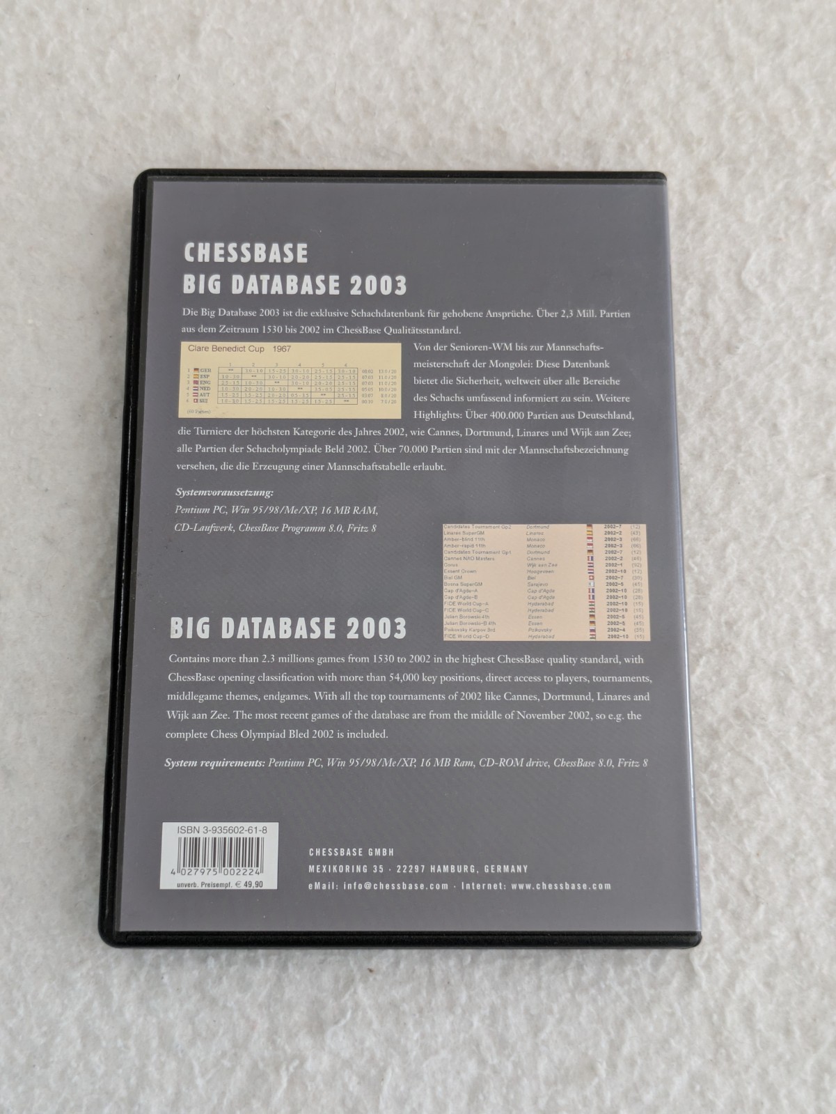 BIG DATABASE 2003 ChessBase PC CD-ROM
