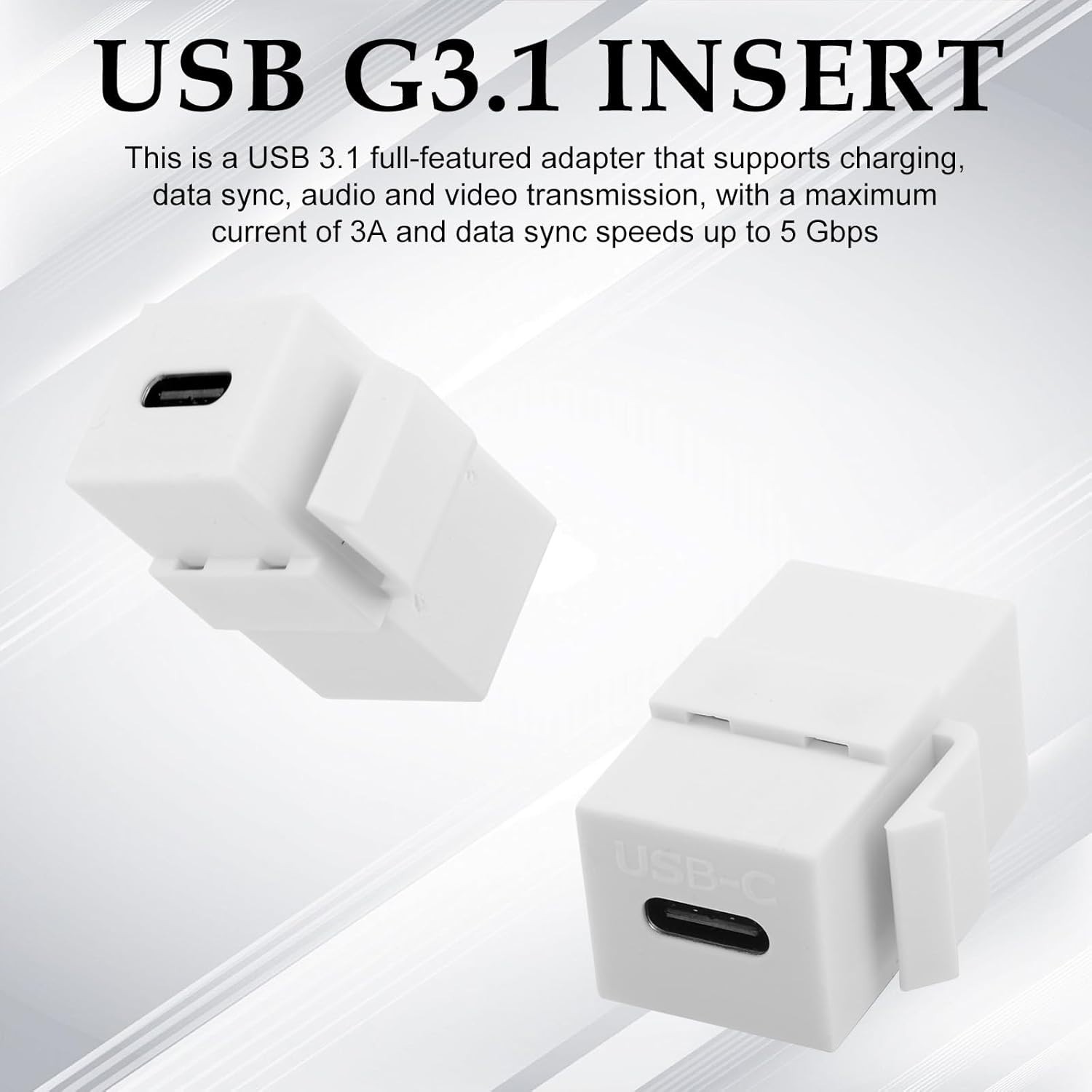 3 PACK Keystone Jack Insert Coupler USB 3 Type C to C Female Coupler Type WHITE