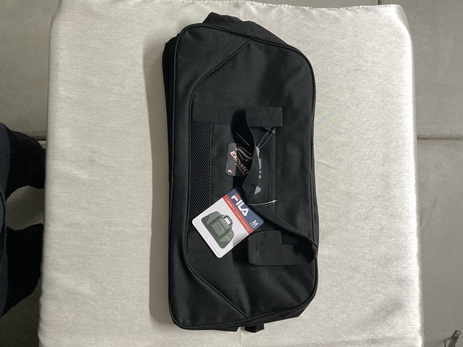 Fila Gray Duffel Bag Gym Gear Peach Zip 19x10x9 Sport Unisex