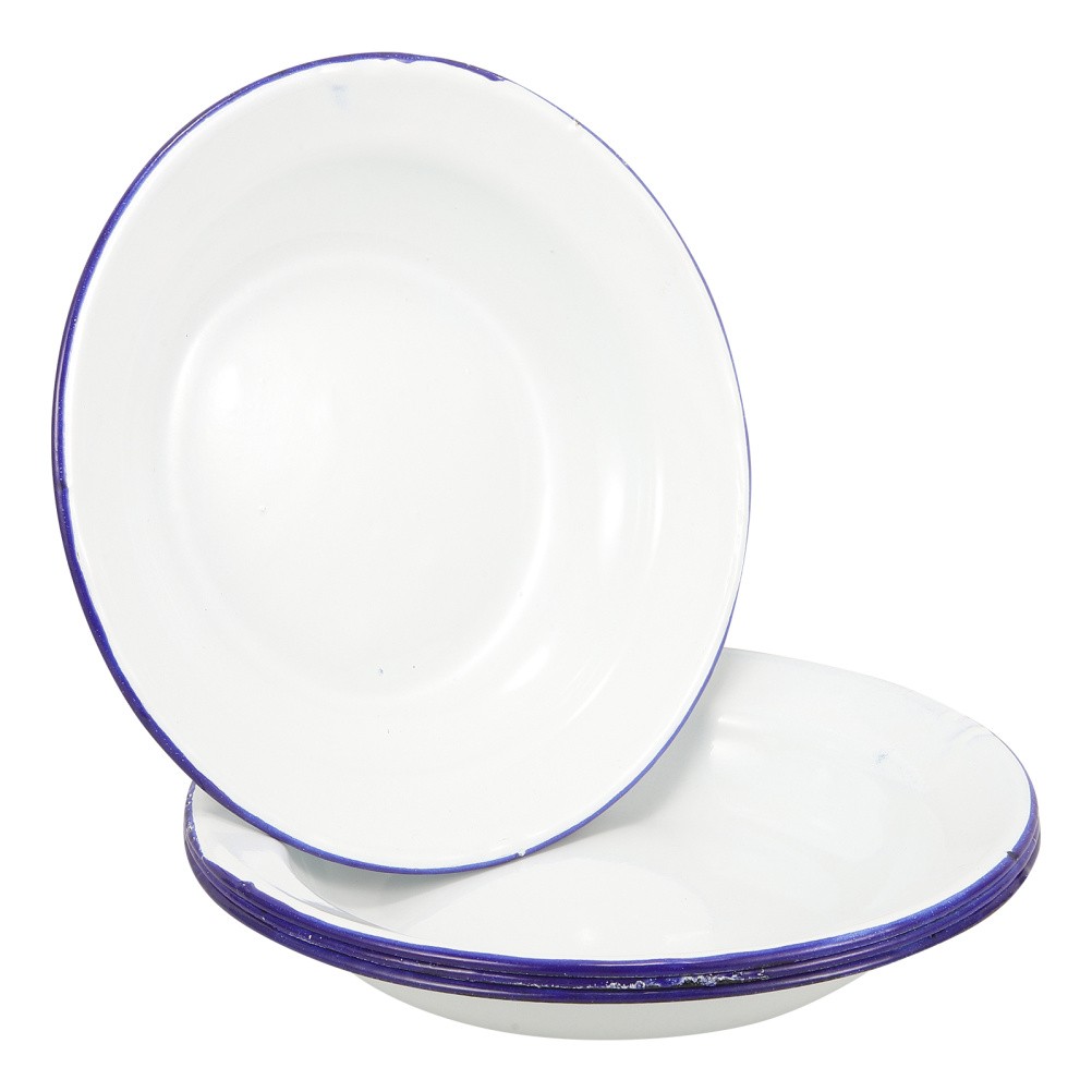 4 Pcs Enamel Food Dish Dinner Plates Kitchen Serving Tray Enamelware Platter