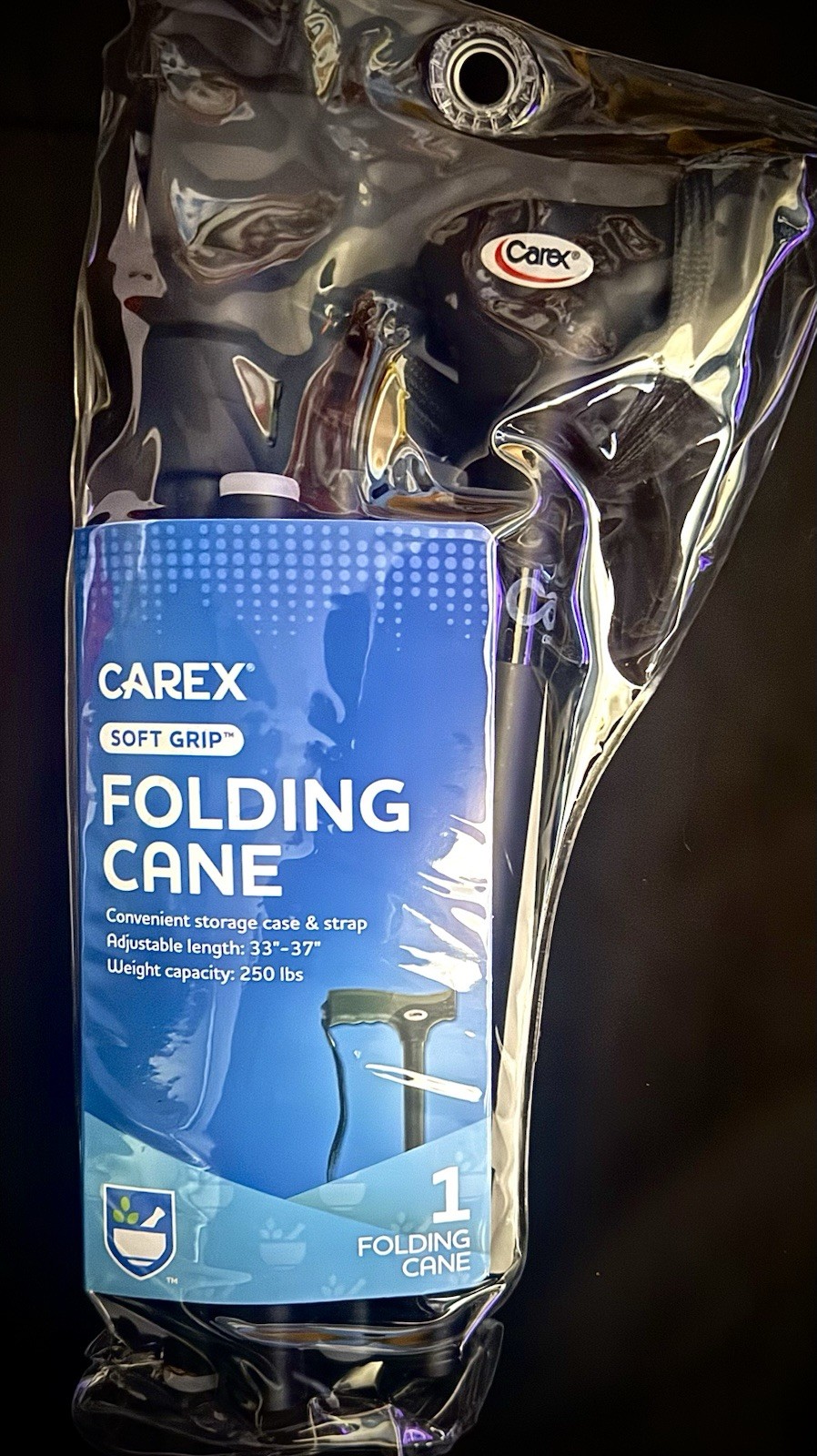 Carex Folding Cane Adjustable Length 33”-37”