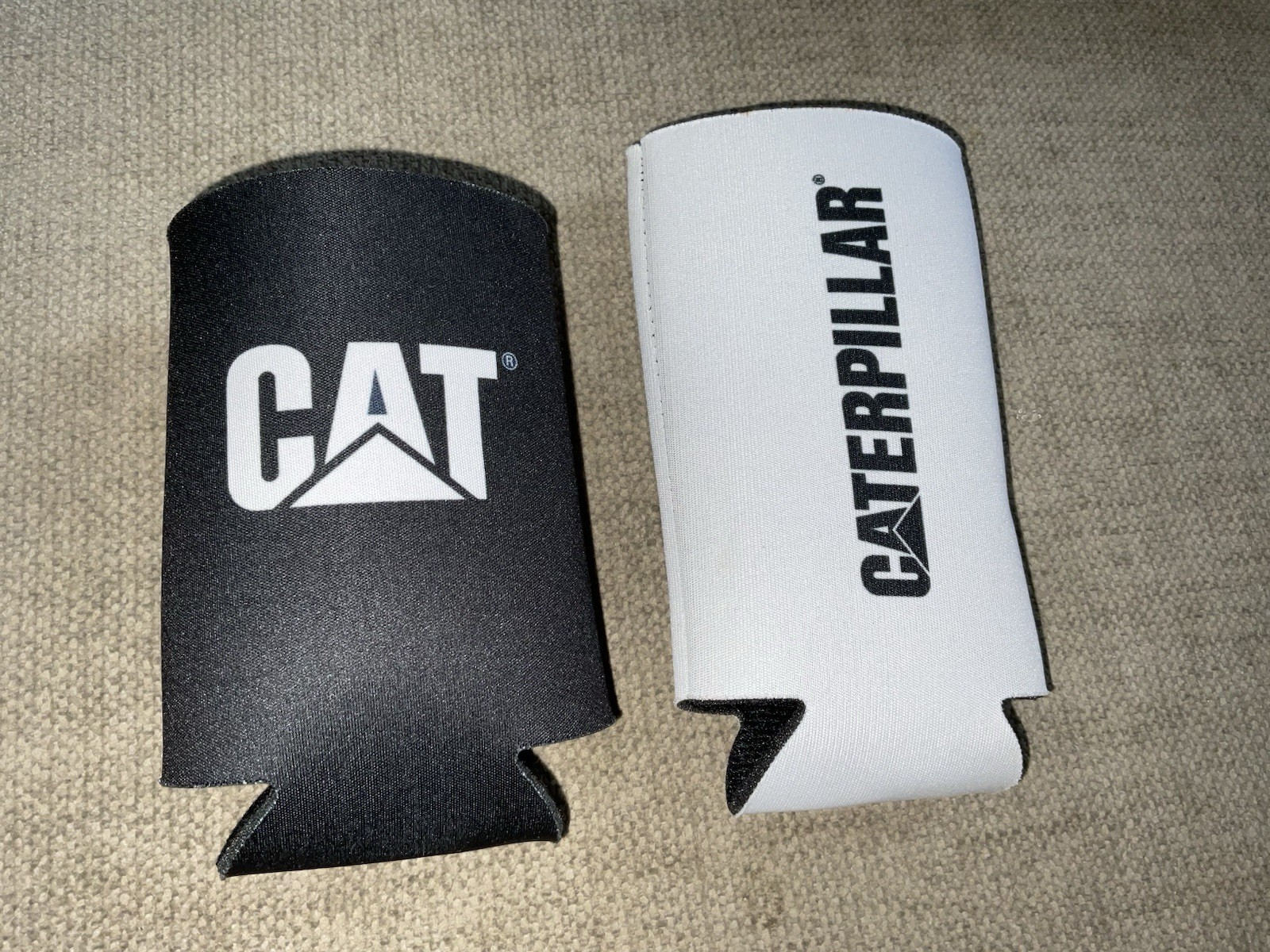 CAT Koozie Thick Black Foam Can Cooler Caterpillar Logo Drink Holder Lot Of 2