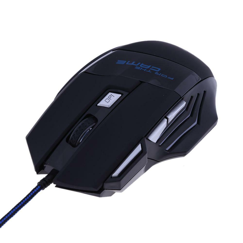 5500DPI LED Optical USB Wired Gaming Mouse 7 Buttons Gamer Computer Mice Black
