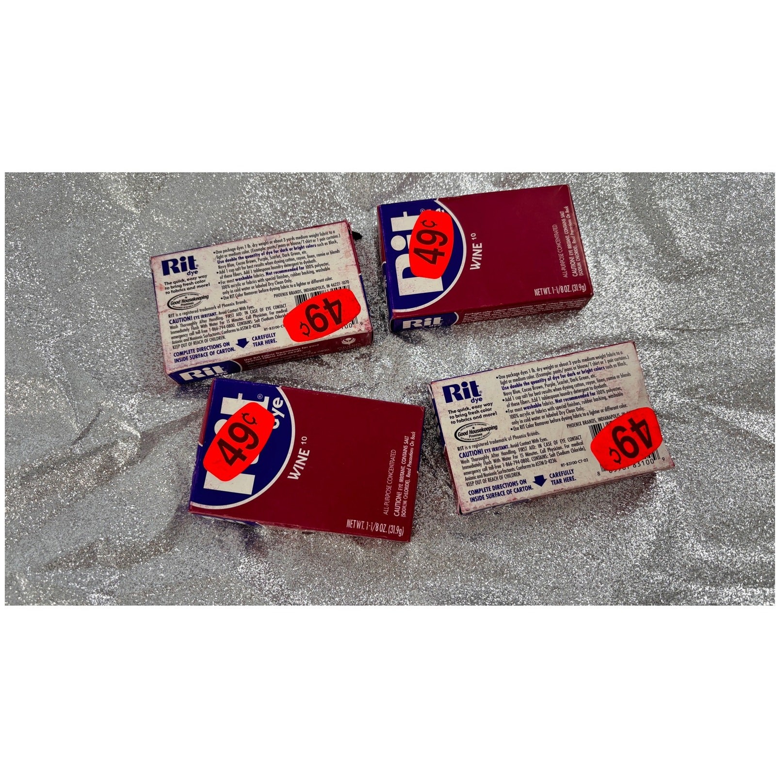 Vintage Rit Dye Powder Wine #10 Fabric Dye All Purpose Hosiery Tint NOS Lot of 4