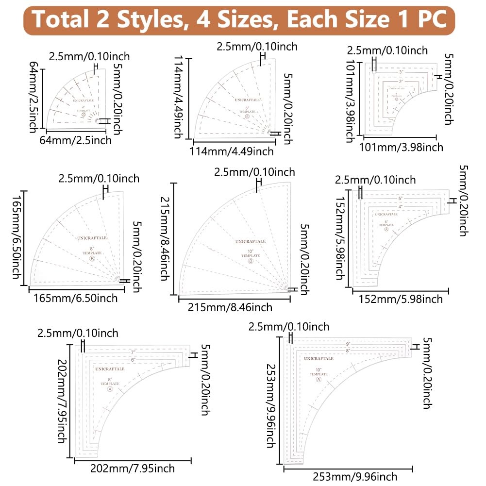 Drunkards Path Quilting Templates Acrylic Quilting Ruler Template Clear Sewin...