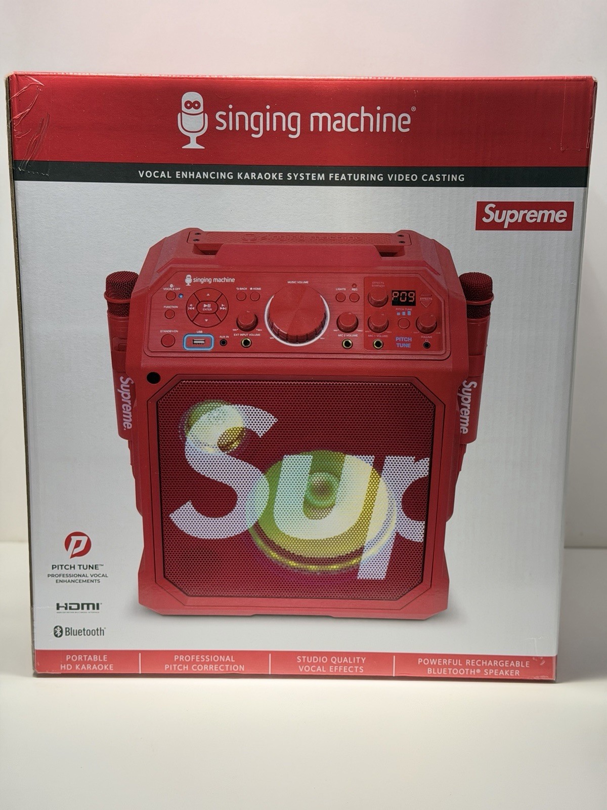 Supreme Red Singing Machine with 2 mics karaoke system new still in box 2023