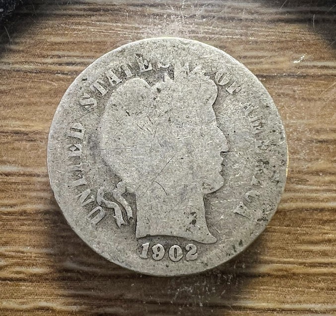 1902-P Barber Dime - Actual Coin Shown - Free Shipping & Tracking INV#729
