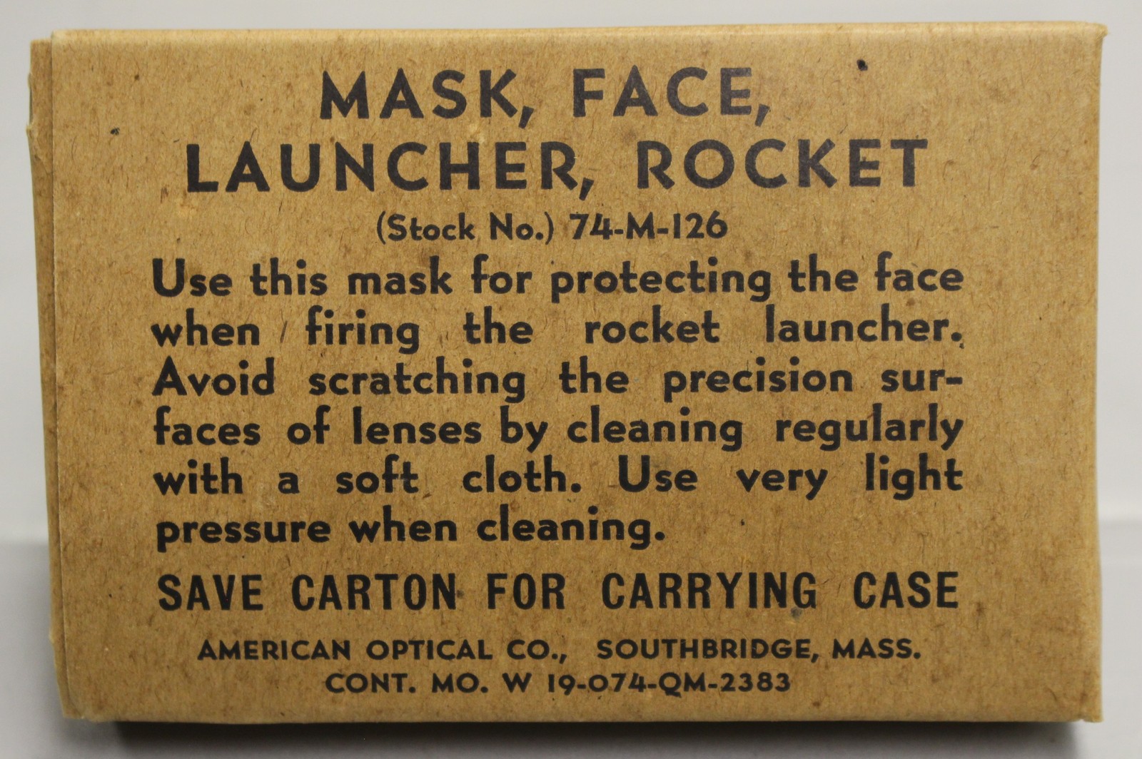 WWII Us Army Rocket Launcher Face Mask In Original Box - 74-M-126 - New