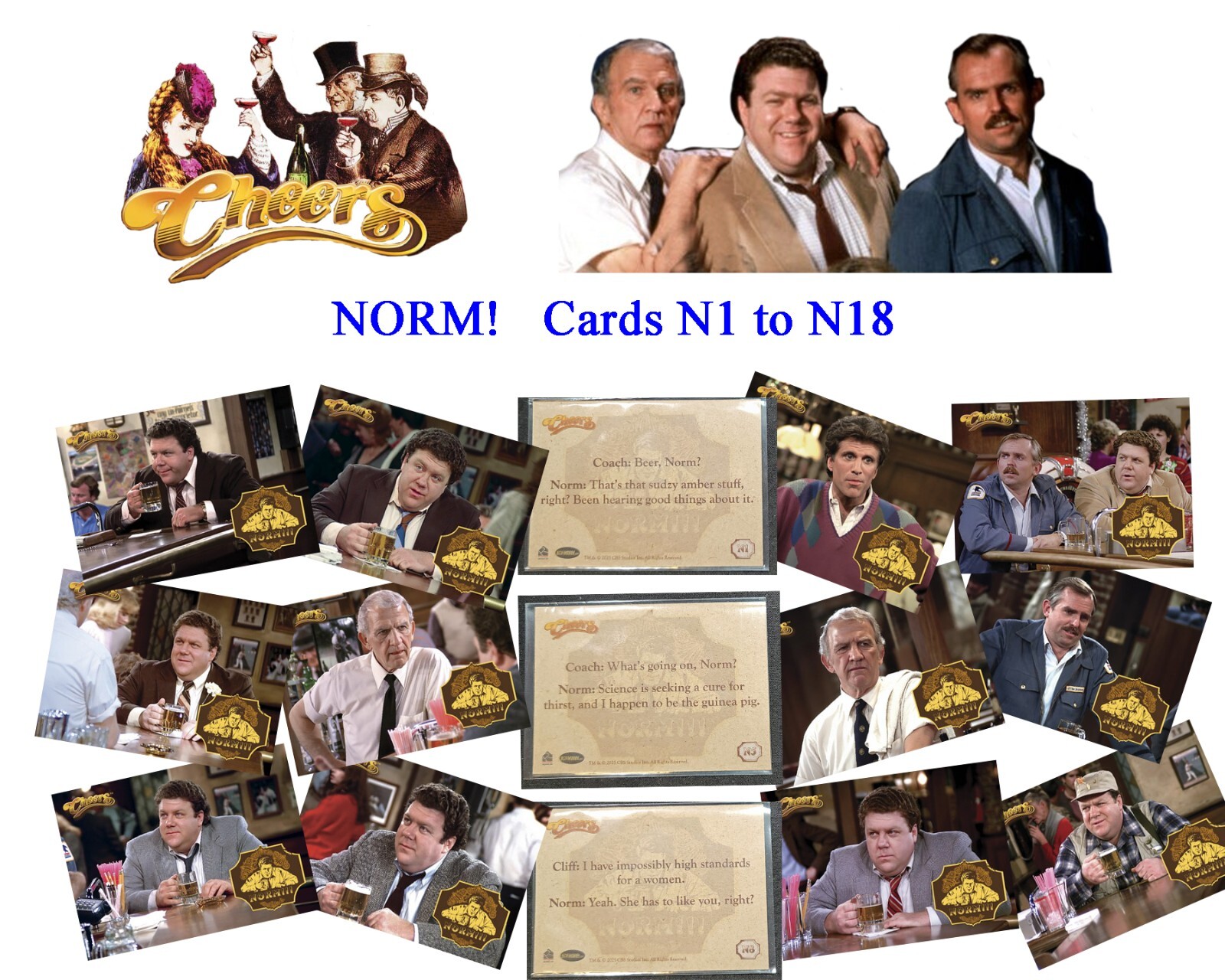 New 2025 Cheer's Season 1-4, Chase cards Norm, George Wendt, Cards N1 to N18