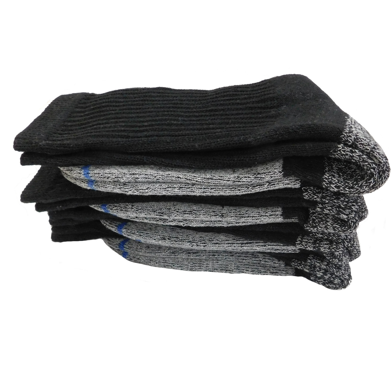 4 Pairs Men's Work Socks BLACK Boot Socks Cushioned 10-13 Reinforced Heel & Toe