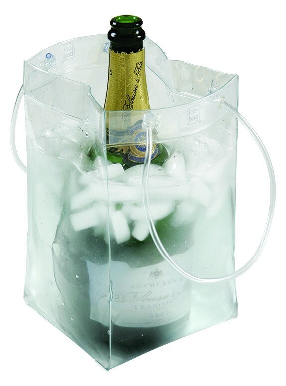 Ice tote for Champagne sized bottles for chilling and carrying