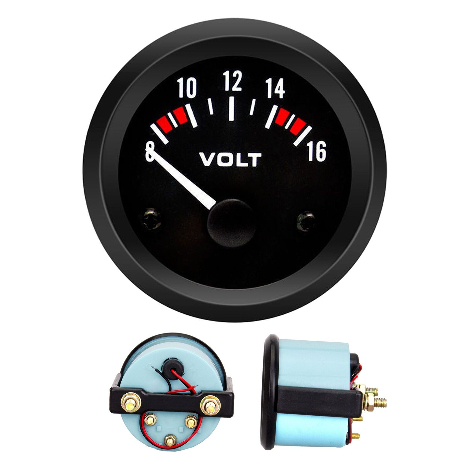 New Motorcycle Car Voltmeter 8-16V LED Volt Gauge Voltage Meter 2" 52mm 12V